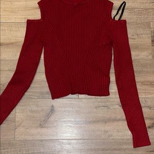 Bebe Long Sleeve Cold Shoulder Crop Top